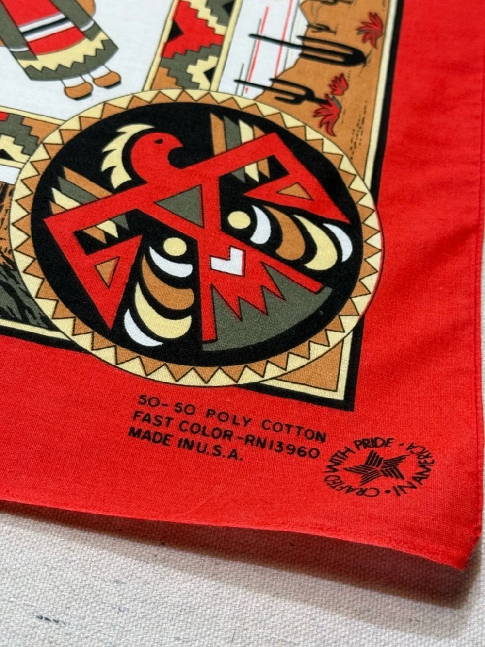Southwestern Print Bandana Scarf - Red, Black, Tan